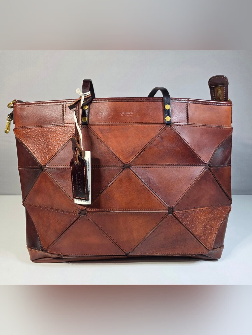 Old Trend Prism Leather Tote Bag in Brown NWT